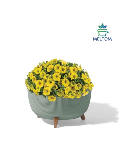 Plantenschaal rond geribbeld L Ø40 × 25 cm, 21 L – Groen | Töpferkönig