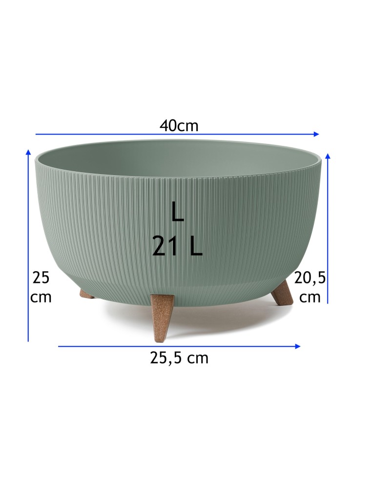 Pflanzschale rund gerillt L Ø40 × 25 cm, 21 L – Grün | Töpferkönig