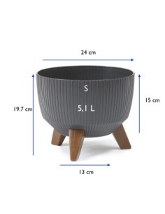 Pflanzschale rund gerillt S Ø24 × 20 cm, 5,1 L – Anthrazit | Töpferkönig 2
