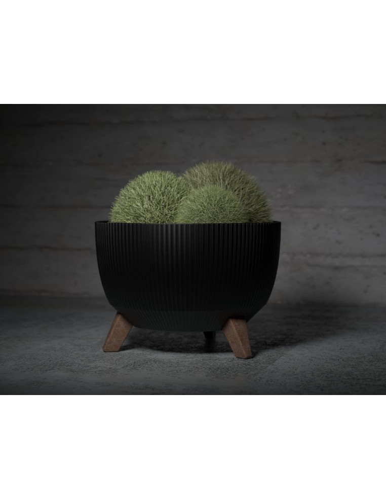 Plantenschaal rond geribbeld S Ø24 × 20 cm, 5,1 L – Zwart | Töpferkönig