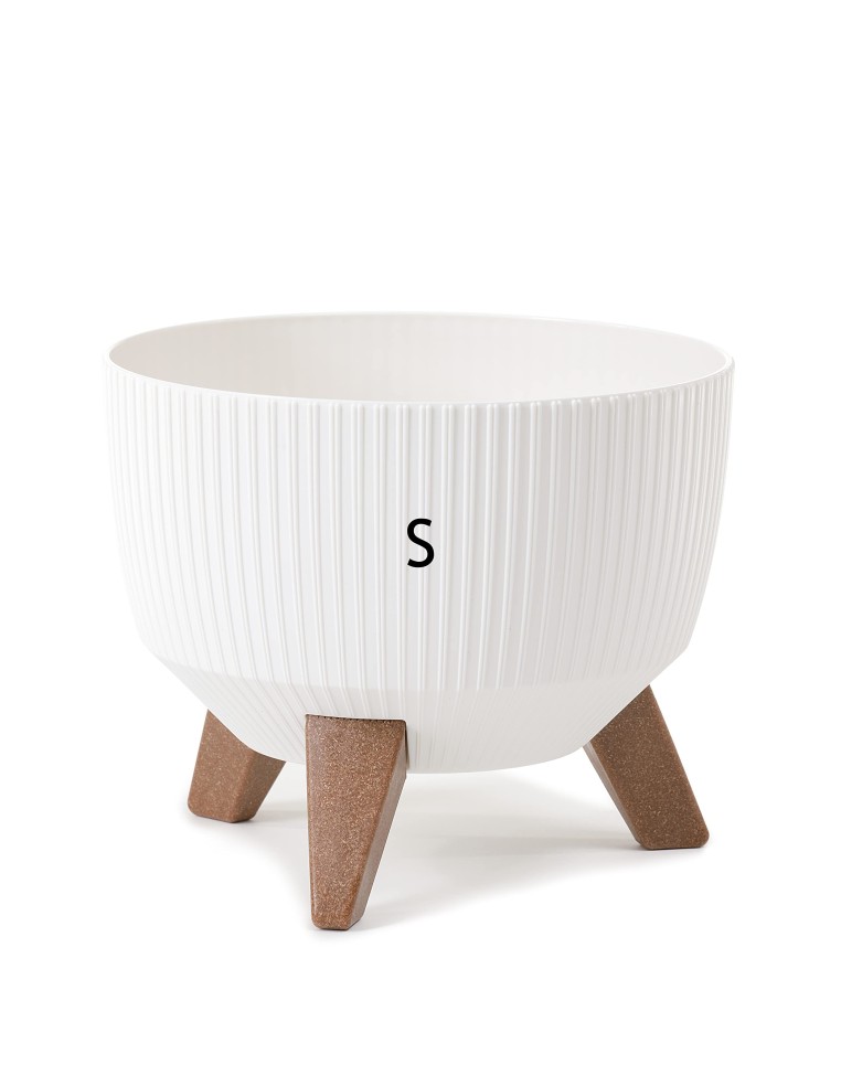 Plantenschaal rond geribbeld S Ø24 × 20 cm, 5,1 L – Wit | Töpferkönig