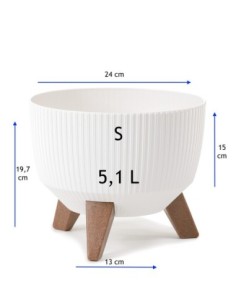 Pflanzschale rund gerillt S Ø24 × 20 cm, 5,1 L – Weiß | Töpferkönig 2