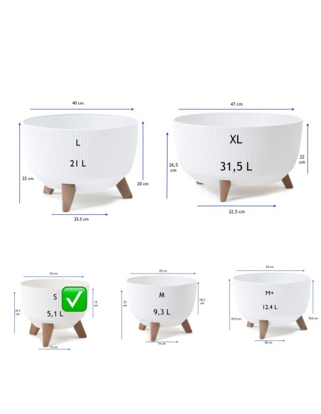 Vasque ronde rainurée S Ø24 × 20 cm, 5,1 L – Blanc | Töpferkönig