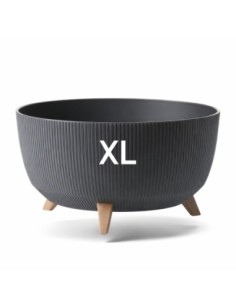 Pflanzschale rund gerillt XL Ø47 × 27 cm, 31,5 L – Anthrazit | Töpferkönig