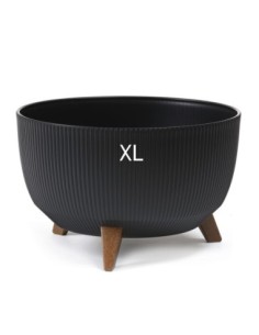 Plantenschaal rond geribbeld XL Ø47 × 27 cm, 31,5 L – Zwart | Töpferkönig