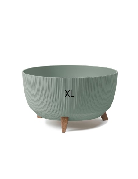 Cuenco para plantas redondo estriado XL Ø47 × 27 cm, 31,5 L – Verde | Töpferkönig