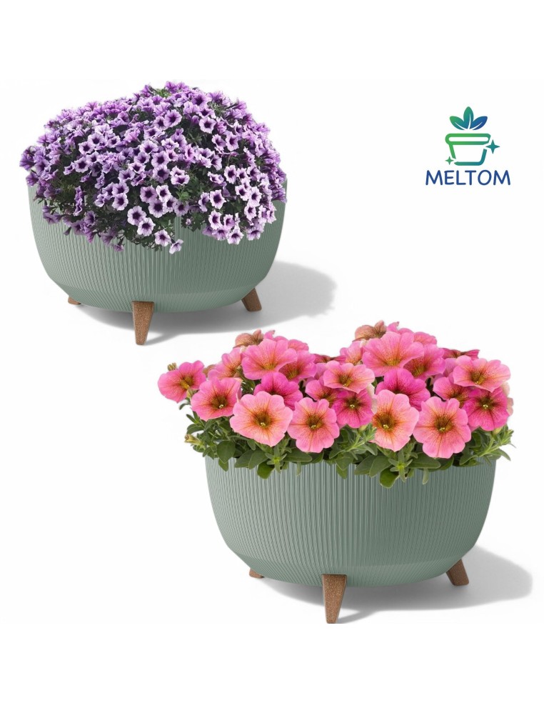 Pflanzschale rund gerillt XL Ø47 × 27 cm, 31,5 L – Grün | Töpferkönig