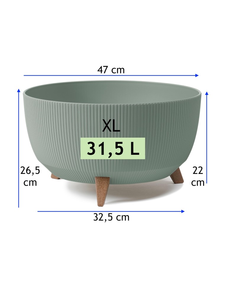Pflanzschale rund gerillt XL Ø47 × 27 cm, 31,5 L – Grün | Töpferkönig