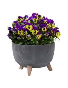 Cuenco para plantas redondo estriado M+ Ø33 × 23 cm, 12,4 L – Antracita | Töpferkönig