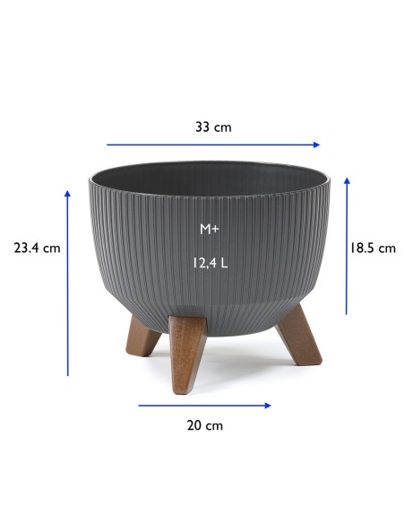 Vasque ronde rainurée M+ Ø33 × 23 cm, 12,4 L – Anthracite | Töpferkönig
