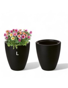 Blumentopf rund Wellenrelief L Ø39 × 42 cm, 36 L – Schwarz | Töpferkönig