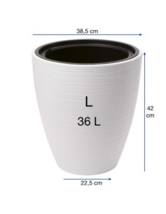 Bloempot rond golfreliëf L Ø39 × 42 cm, 36 L – Wit | Töpferkönig 2