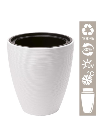 Bloempot rond golfreliëf L Ø39 × 42 cm, 36 L – Wit | Töpferkönig