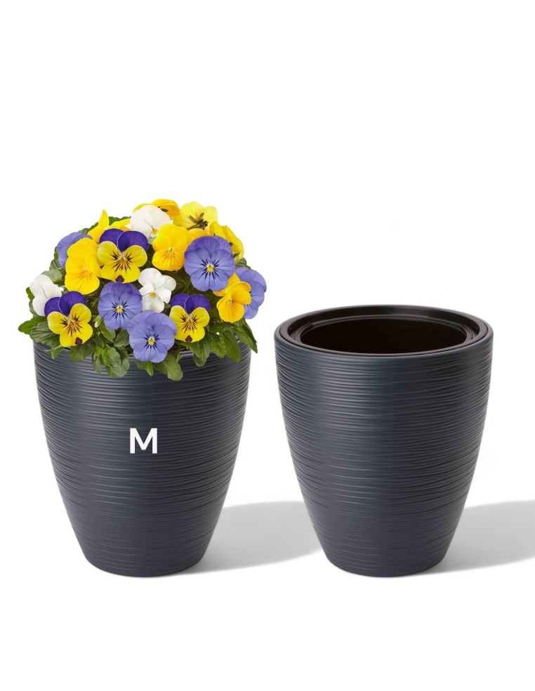 Bloempot rond golfreliëf M Ø29 × 32 cm, 15,5 L – Antraciet | Töpferkönig