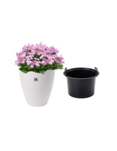 Pot de fleurs rond à relief ondulé M Ø29 × 32 cm, 15,5 L – Blanc | Töpferkönig