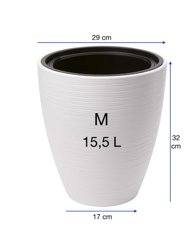 Pot de fleurs rond à relief ondulé M Ø29 × 32 cm, 15,5 L – Blanc | Töpferkönig