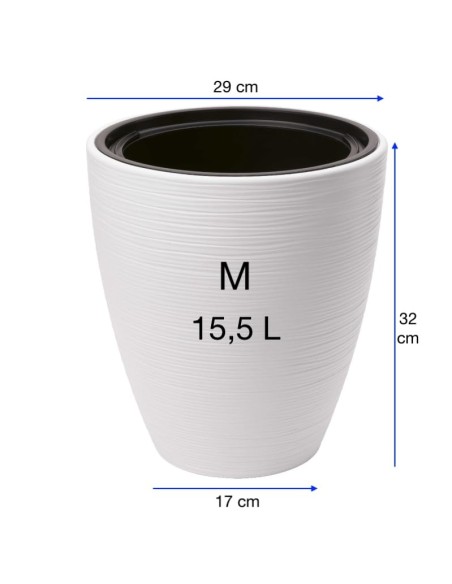 Vaso rotondo rilievo a onde M Ø29 × 32 cm, 15,5 L – Bianco | Töpferkönig