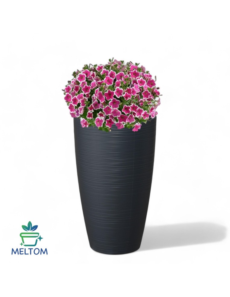 Pot haut rond à relief ondulé XL Ø29 × 48 cm, 24 L – Anthracite | Töpferkönig
