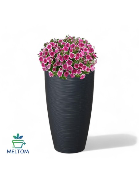 Blumenkübel rund Wellenrelief XL hoch Ø29 × 48 cm, 24 L – Anthrazit | Töpferkönig