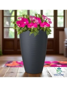 Blumenkübel rund Wellenrelief XXL hoch Ø39 × 58 cm, 51 L – Anthrazit | Töpferkönig 2