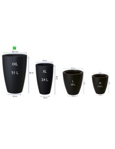 Fioriera rotonda rilievo a onde XXL alta Ø39 × 58 cm, 51 L – Nero | Töpferkönig 2