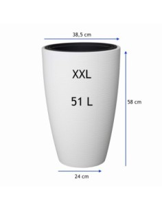 Pot haut rond à relief ondulé XXL Ø39 × 58 cm, 51 L – Blanc | Töpferkönig 2
