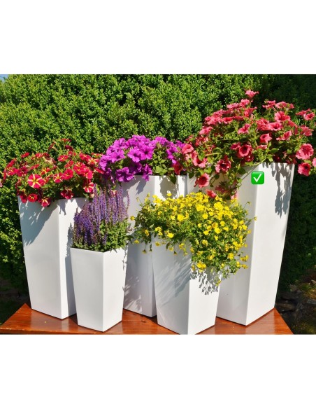 Macetero alto 38 × 38 × 75 cm brillante, 100 L – Blanco | Töpferkönig