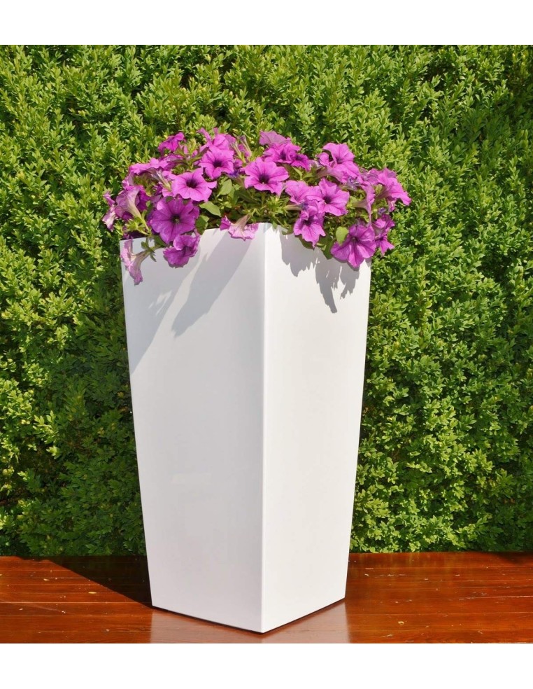 Macetero alto 34 × 34 × 67 cm brillante, 58 L – Blanco | Töpferkönig