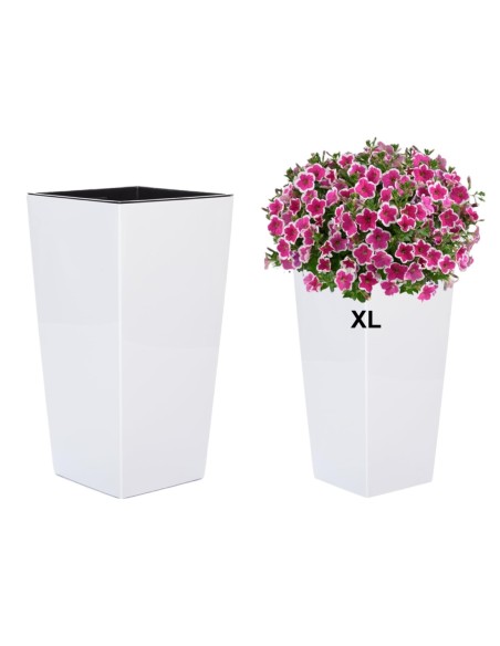 Plantenbak hoog 29 × 29 × 57 cm hoogglans, 40 L – Wit | Töpferkönig