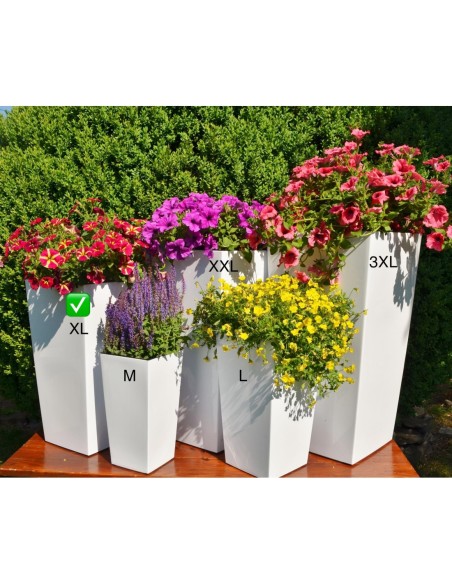 Macetero alto 29 × 29 × 57 cm brillante, 40 L – Blanco | Töpferkönig