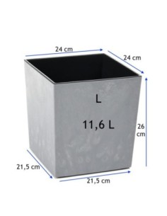 Maceta cuadrada L 24 × 24 × 26 cm efecto hormigón, 11,6 L – Gris hormigón | Töpferkönig 2