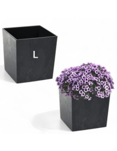Maceta cuadrada L 24 × 24 × 26 cm efecto hormigón, 11,6 L – Negro hormigón | Töpferkönig