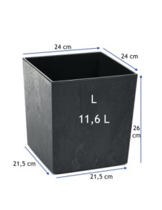 Bloempot vierkant L 24 × 24 × 26 cm betonlook, 11,6 L – Betonzwart | Töpferkönig 2