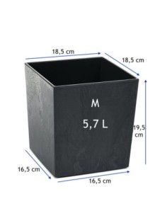 Vaso quadrato M 19 × 19 × 20 cm effetto cemento, 5,7 L – Nero cemento | Töpferkönig 2