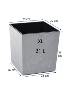 Bloempot vierkant XL 29 × 29 × 31 cm betonlook, 21 L – Betongrijs | Töpferkönig 2