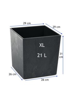 Bloempot vierkant XL 29 × 29 × 31 cm betonlook, 21 L – Betonzwart | Töpferkönig 2
