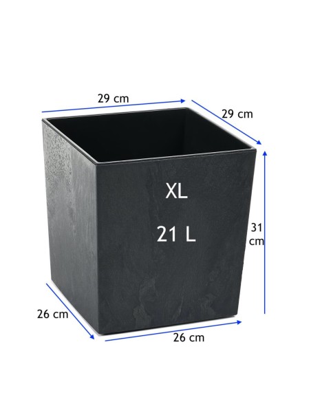 Bloempot vierkant XL 29 × 29 × 31 cm betonlook, 21 L – Betonzwart | Töpferkönig