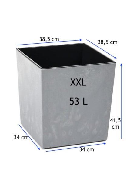 Blumentopf eckig XXL 39 × 39 × 42 cm Beton-Optik, 53 L – Beton Grau | Töpferkönig