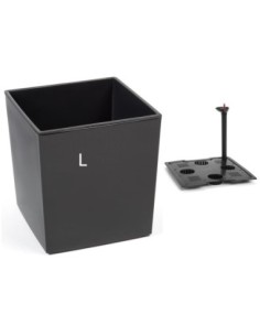 Blumentopf eckig L 24 × 24 × 26 cm Hochglanz mit Bewässerungssystem, 11,6 L – Anthrazit | Töpferkönig