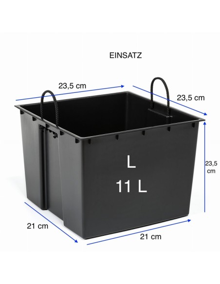 Bloempot vierkant L 24 × 24 × 26 cm hoogglans, 11,6 L – Antraciet | Töpferkönig