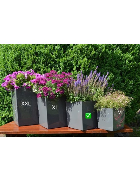 Pot carré L 24 × 24 × 26 cm brillant, 11,6 L – Anthracite | Töpferkönig