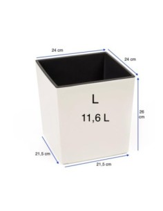 Blumentopf eckig L 24 × 24 × 26 cm Hochglanz, 11,6 L – Creme | Töpferkönig 2