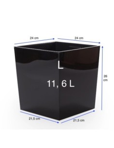 Pot carré L 24 × 24 × 26 cm brillant, 11,6 L – Noir | Töpferkönig 2