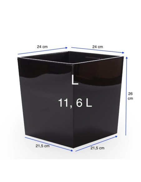 Blumentopf eckig L 24 × 24 × 26 cm Hochglanz, 11,6 L – Schwarz | Töpferkönig