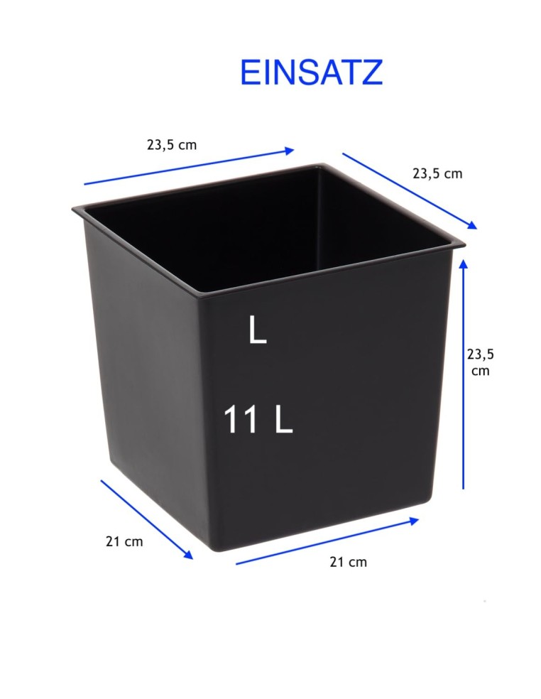 Pot carré L 24 × 24 × 26 cm brillant, 11,6 L – Noir | Töpferkönig