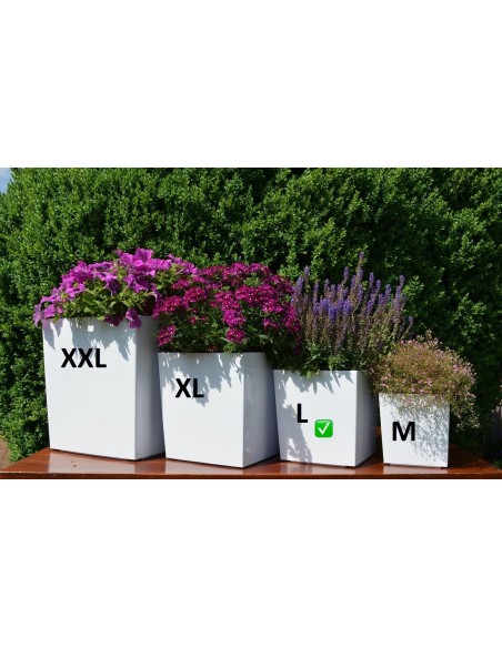 Bloempot vierkant L 24 × 24 × 26 cm hoogglans, 11,6 L – Wit | Töpferkönig