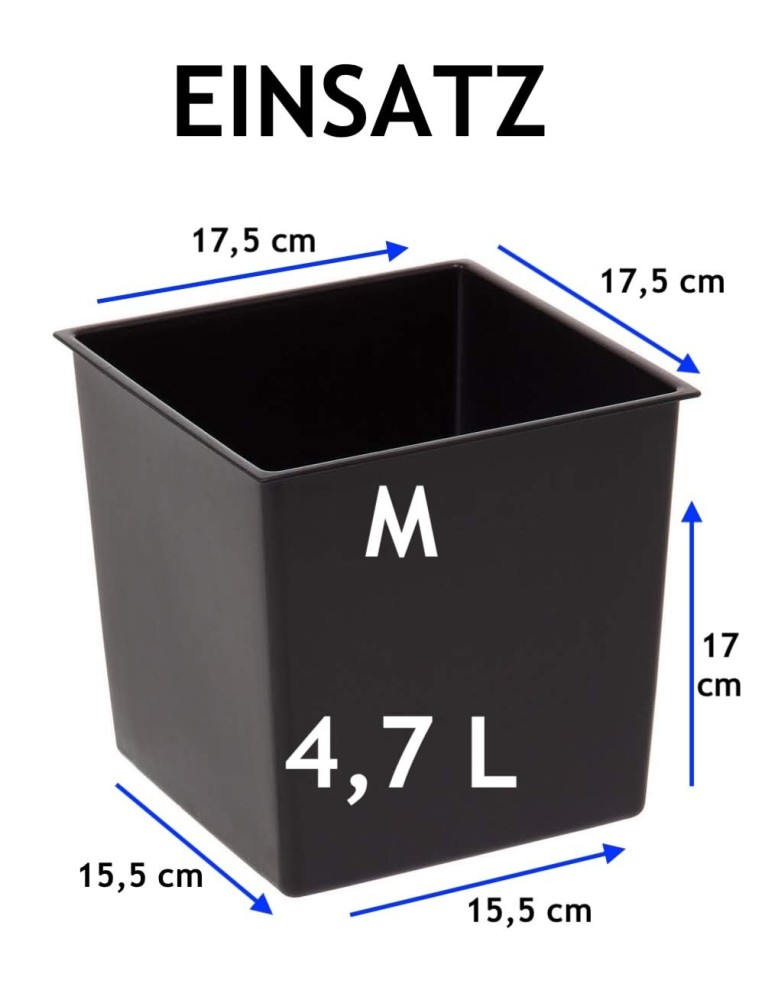 Pot carré M 19 × 19 × 20 cm brillant, 5,7 L – Anthracite | Töpferkönig