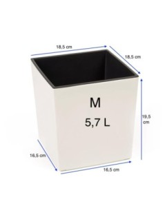 Maceta cuadrada M 19 × 19 × 20 cm brillante, 5,7 L – Crema | Töpferkönig 2