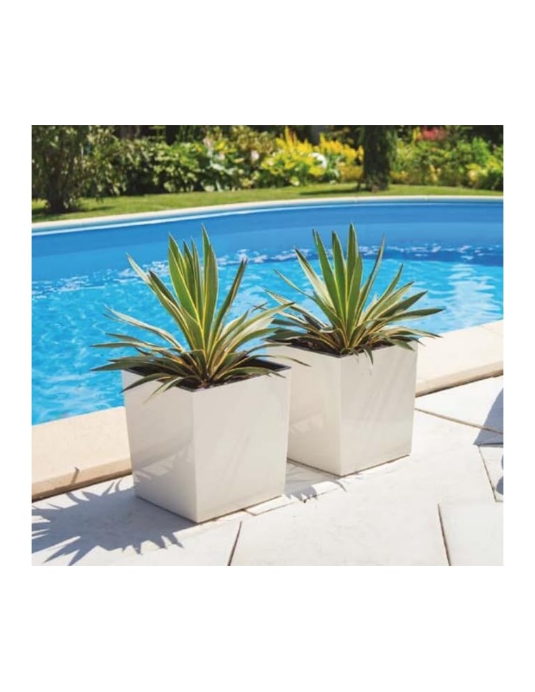 Pot carré M 19 × 19 × 20 cm brillant, 5,7 L – Crème | Töpferkönig