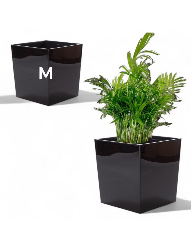 Blumentopf eckig M 19 × 19 × 20 cm Hochglanz, 5,7 L – Schwarz | Töpferkönig